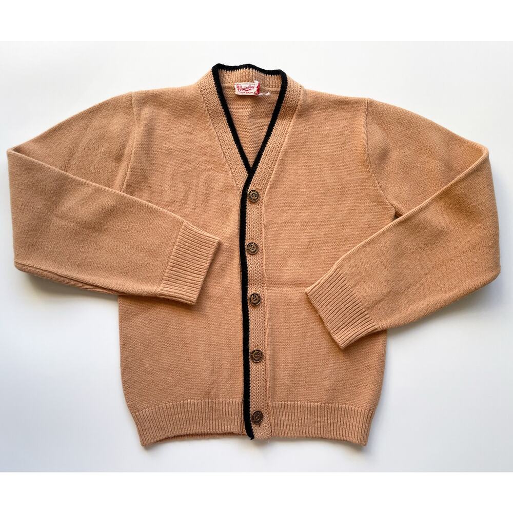 Kid's Vintage Cranbrook Jr. Tan and Black Button Down Cardigan Size 6/7